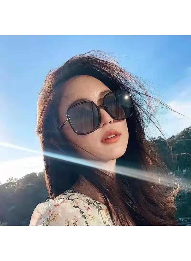 Generic - New Oversized Square Sunglasses  Fashion Square Women's Eyewear Men's Outdoor Driving Sun Shading Glasses UV400 Gafas De Sol-Lenses Color:Black blue-Frame Color:As Picture - Image 1