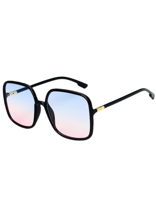 Generic - New Oversized Square Sunglasses  Fashion Square Women's Eyewear Men's Outdoor Driving Sun Shading Glasses UV400 Gafas De Sol-Lenses Color:Black blue-Frame Color:As Picture - Image 1