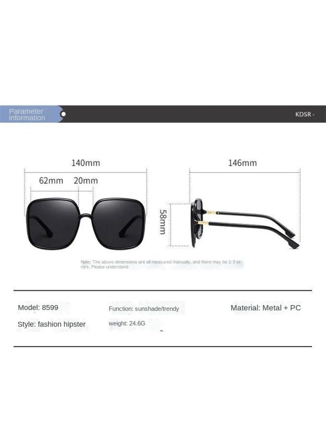 Generic - New Oversized Square Sunglasses  Fashion Square Women's Eyewear Men's Outdoor Driving Sun Shading Glasses UV400 Gafas De Sol-Lenses Color:Black blue-Frame Color:As Picture - Image 1