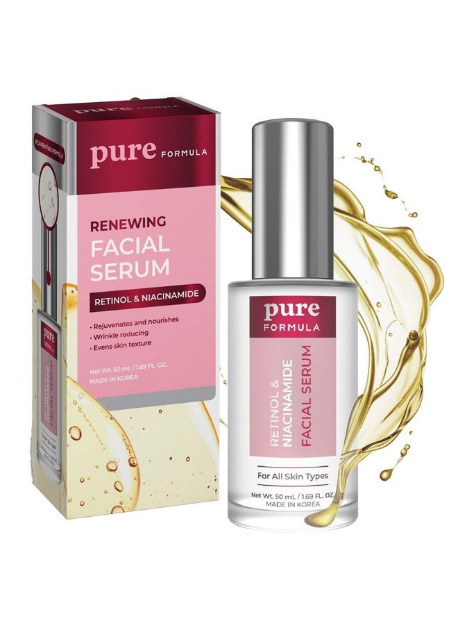 Pure Formula - Retinol And Niacinamide Face Serum Treats Blemishes Acne Marks & Dark Spots Brightening & Antiaging Facial Serum Cruelty Free Korean Skin Care All Skin Types 1.69 Fl. Oz/ 50Ml - Image 1