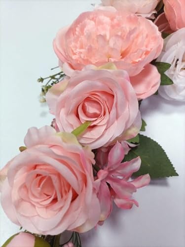 OrgMemory Arch Flowers, OrgMemory Artificial Floral Swags, 23", Decorative Swag, Artificial Flower Swag for Door Wedding Party Wall Home Decor (Peach) - Image 3