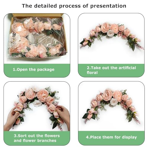 OrgMemory Arch Flowers, OrgMemory Artificial Floral Swags, 23", Decorative Swag, Artificial Flower Swag for Door Wedding Party Wall Home Decor (Peach) - Image 2