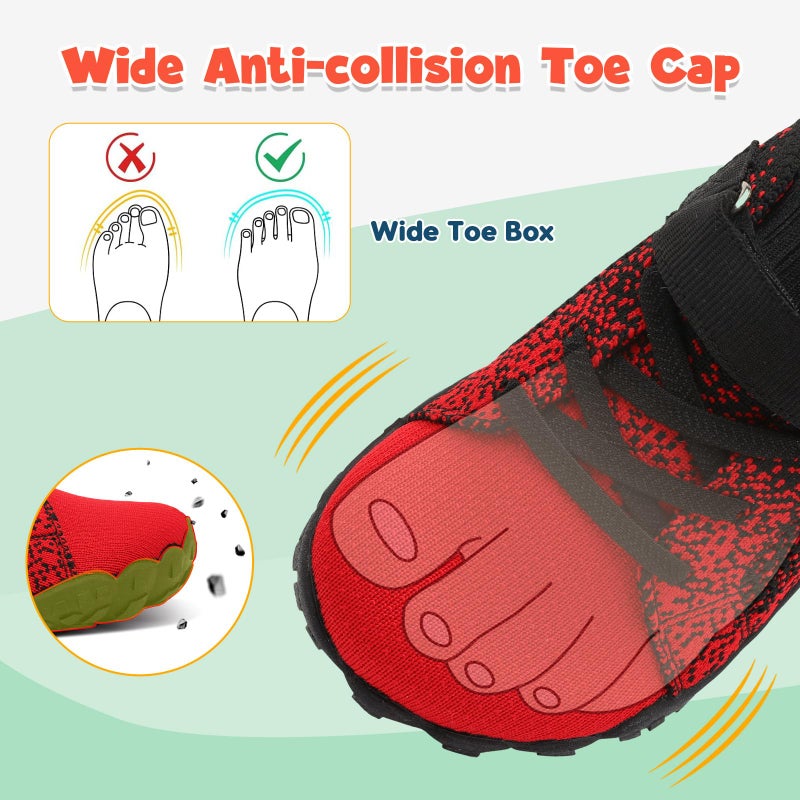 LeIsfIt Kids Shoes Girls Boys Wide Shoes Kids Barefoot Sneakers Lightweight Hiking Shoe for Toddler Little Big Kid RedBlack 2 Big Kid - Image 3