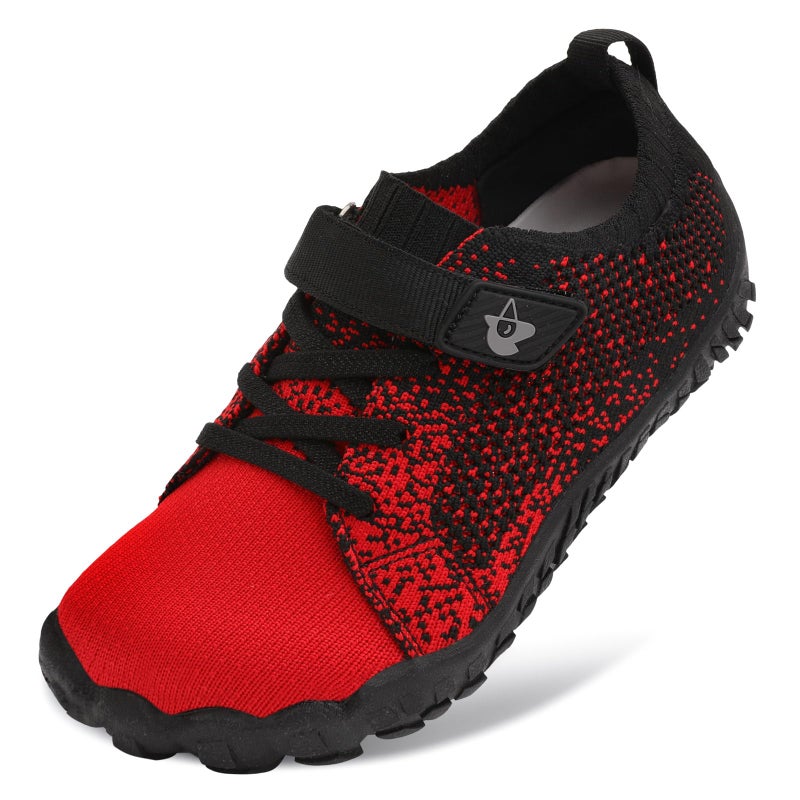 LeIsfIt Kids Shoes Girls Boys Wide Shoes Kids Barefoot Sneakers Lightweight Hiking Shoe for Toddler Little Big Kid RedBlack 2 Big Kid - Image 1