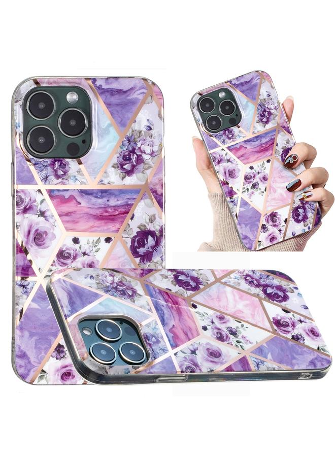 اس-توب جراب لهاتف iPhone 13 Pro Max مصنوع من مادة TPU بنمط رخامي مطلي بالكهرباء - Image 1