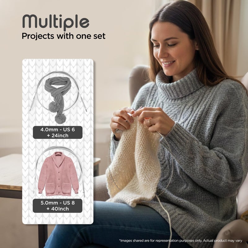 KnitPro Stelo Midi Normal Interchangeable Needle Set 5" (13cm) | 7 US Sizes (2.5 to 8) - Image 5