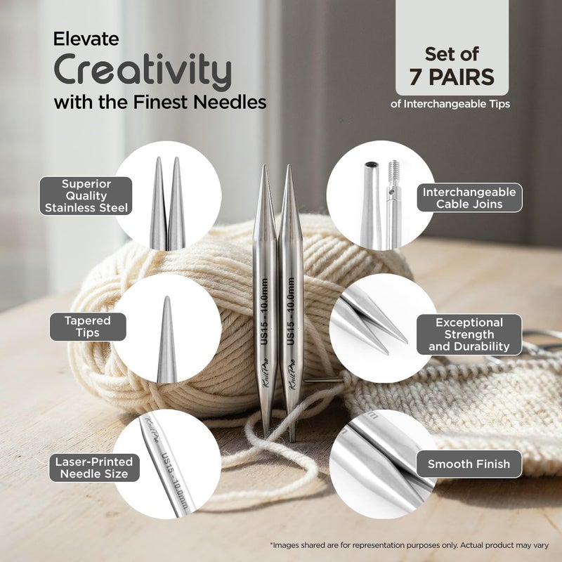 KnitPro Stelo Midi Normal Interchangeable Needle Set 5" (13cm) | 7 US Sizes (2.5 to 8) - Image 3
