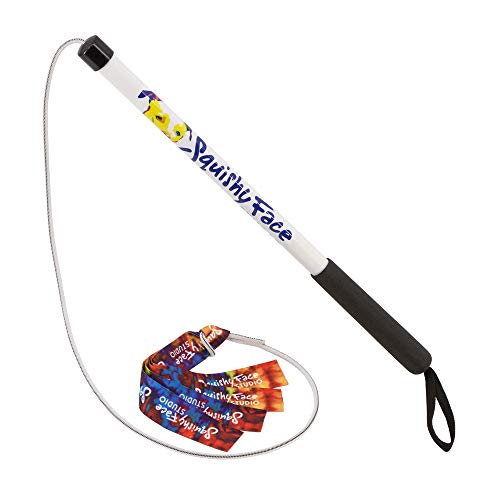 Squishy Face Studio Flirt Pole V2 with Lure Durable Dog Toy for Fun Obedience Training Exercise Rainbow Tie Dye Jr 24 inch - Image 1