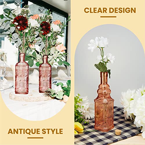 BULK PARADISE Assorted Reddish Glass Bottles with Corks, 6 Pack, 2.5in X 9in, 16oz - Image 5