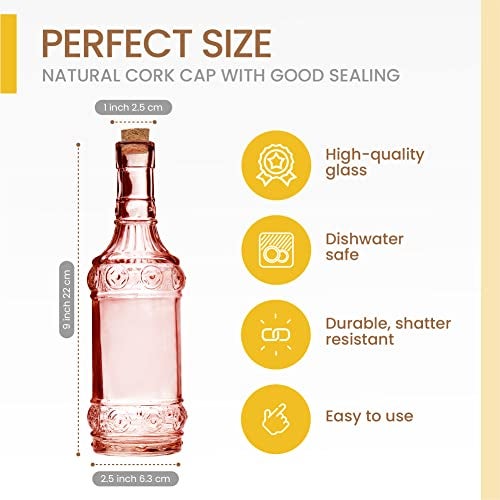 BULK PARADISE Assorted Reddish Glass Bottles with Corks, 6 Pack, 2.5in X 9in, 16oz - Image 2