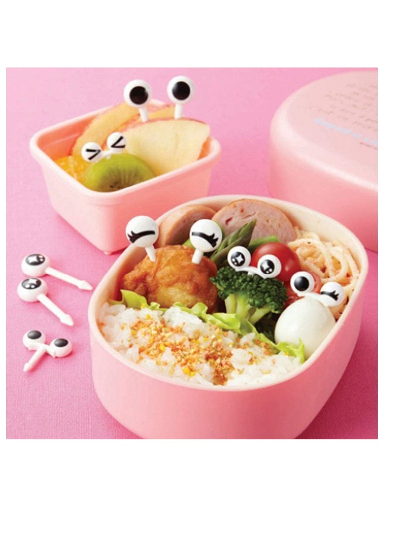 SYOSI 60 Pcs Kids Bento Box Food Picks Mini Cartoon Eye Plastic Fruit Toothpicks Lunch Boxes Sandwich Appetizer Dessert Picks  - Image 3