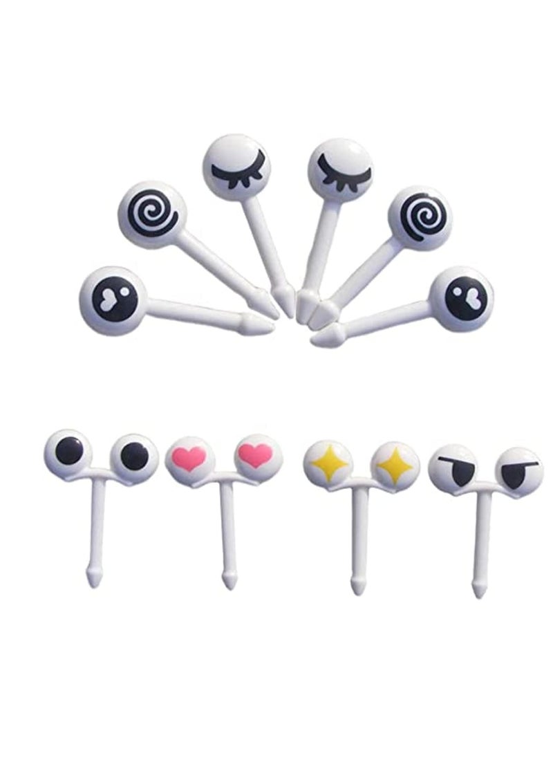 SYOSI 60 Pcs Kids Bento Box Food Picks Mini Cartoon Eye Plastic Fruit Toothpicks Lunch Boxes Sandwich Appetizer Dessert Picks  - Image 1
