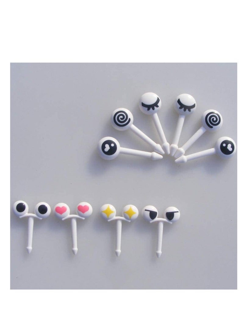 SYOSI 60 Pcs Kids Bento Box Food Picks Mini Cartoon Eye Plastic Fruit Toothpicks Lunch Boxes Sandwich Appetizer Dessert Picks  - Image 2