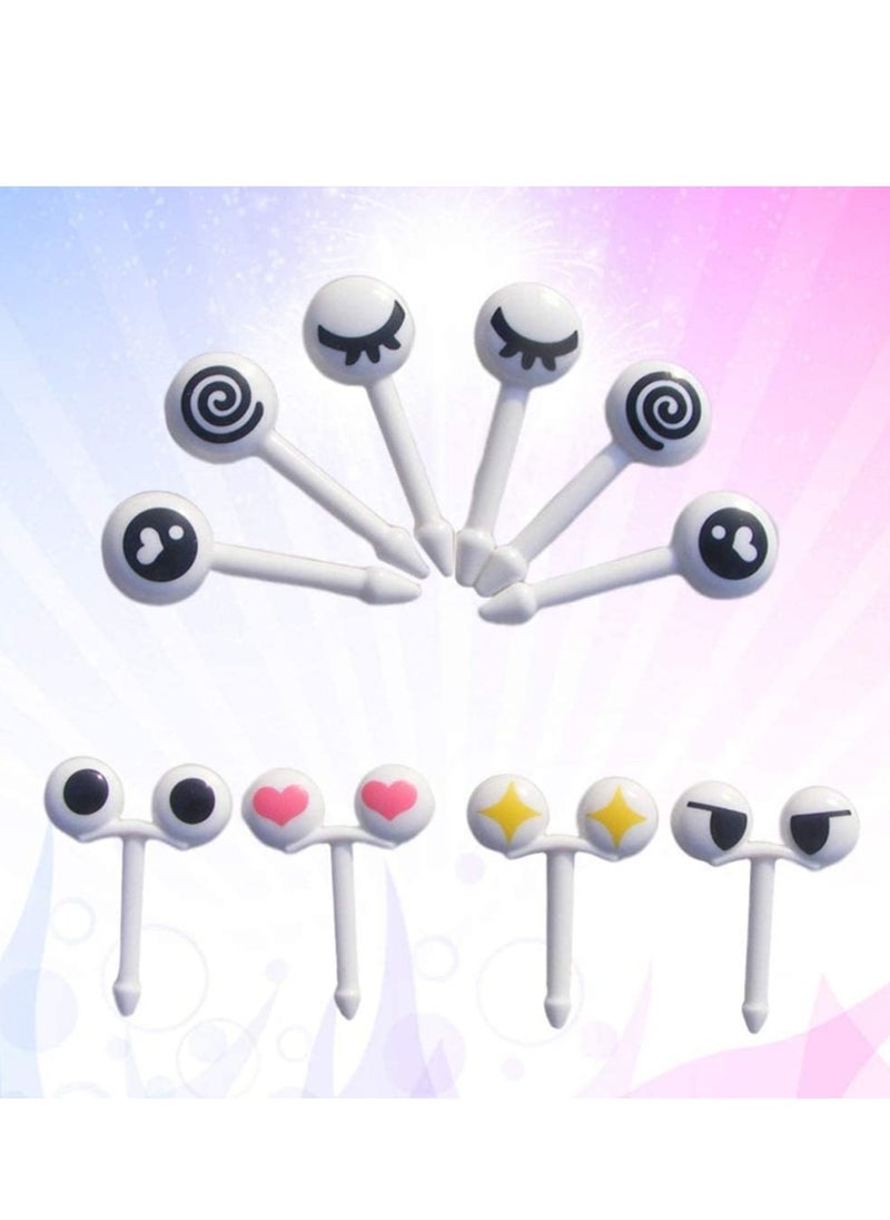 SYOSI 60 Pcs Kids Bento Box Food Picks Mini Cartoon Eye Plastic Fruit Toothpicks Lunch Boxes Sandwich Appetizer Dessert Picks  - Image 5