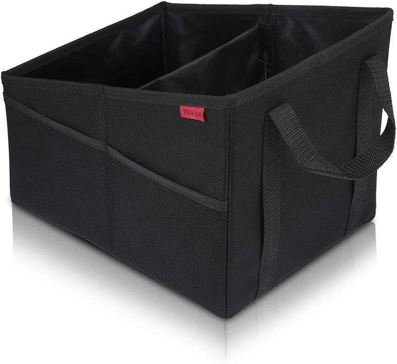 YOOFAN Car Seat Organizer - Passenger Seat Organizer, Collapsible Small Car Seat Storage Organizer for Console Front/Back, Automotive Backseat Organizer with Belt 4 Cup Holders for Kids Accessories - Image 2