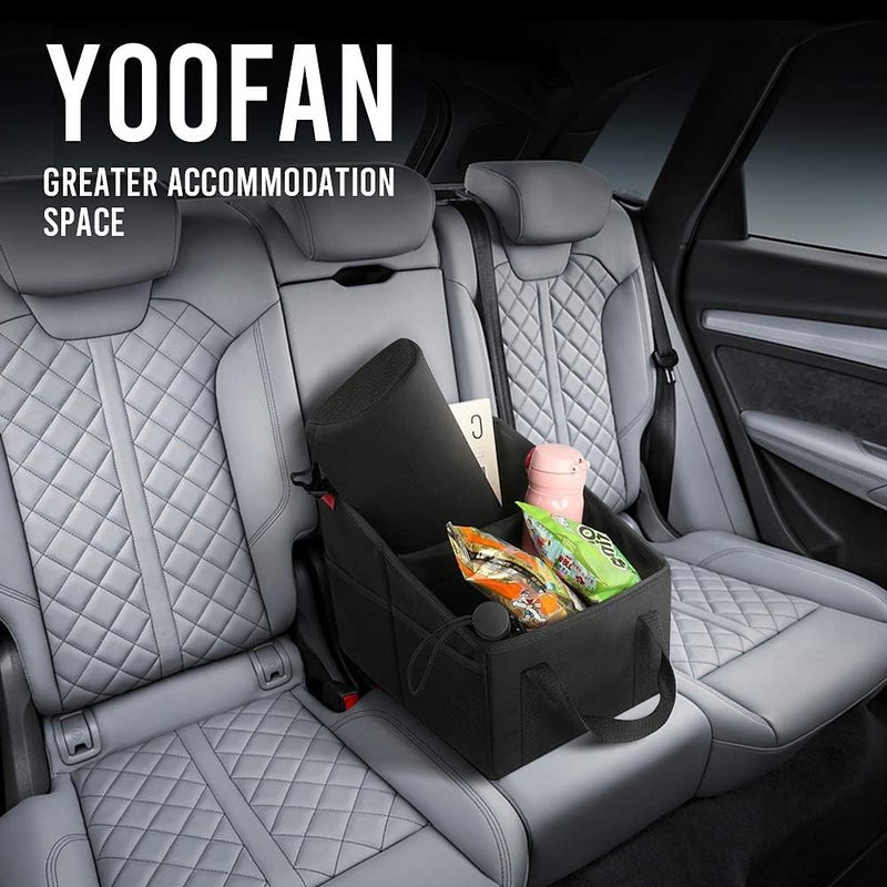 YOOFAN Car Seat Organizer - Passenger Seat Organizer, Collapsible Small Car Seat Storage Organizer for Console Front/Back, Automotive Backseat Organizer with Belt 4 Cup Holders for Kids Accessories - Image 4