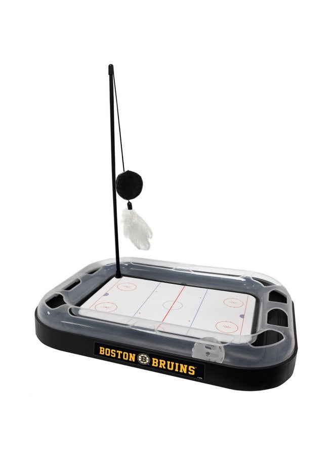 Pets First Cat Scratching Toy NHL Boston Bruins Hockey Field Cat Scratcher Tiy with Interactive Cat Ball Bell in Tracks. 5-in-1 CAT Toy - Image 1