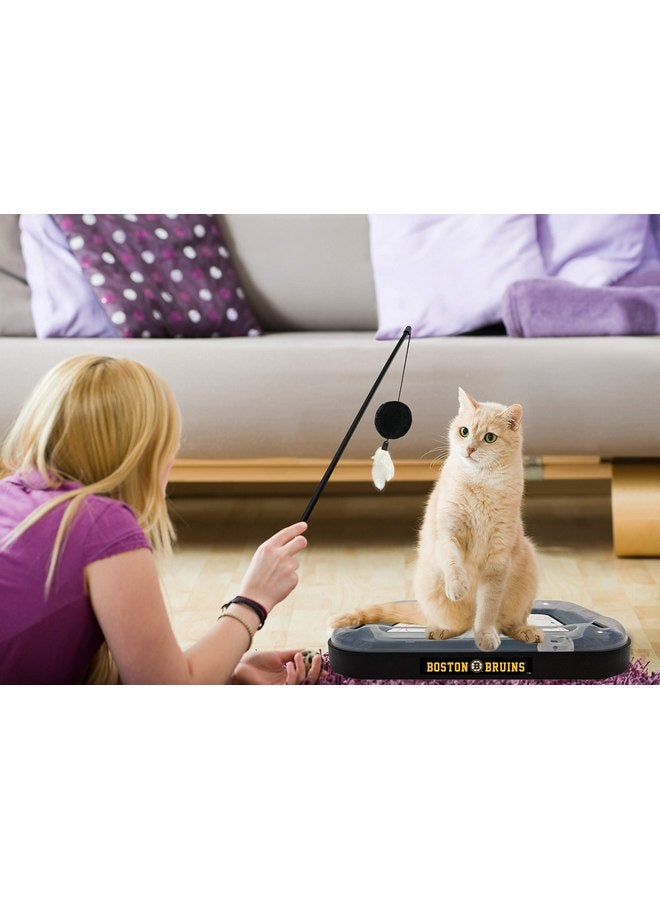 Pets First Cat Scratching Toy NHL Boston Bruins Hockey Field Cat Scratcher Tiy with Interactive Cat Ball Bell in Tracks. 5-in-1 CAT Toy - Image 2