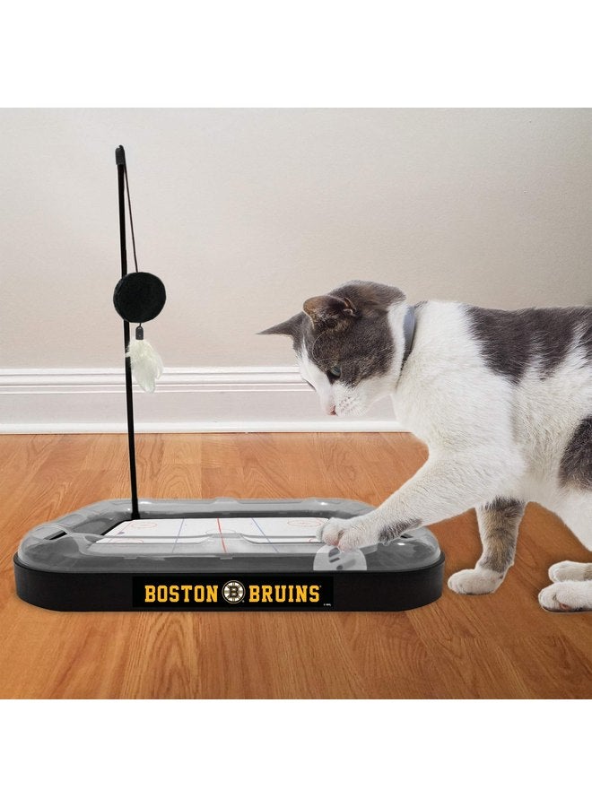Pets First Cat Scratching Toy NHL Boston Bruins Hockey Field Cat Scratcher Tiy with Interactive Cat Ball Bell in Tracks. 5-in-1 CAT Toy - Image 3