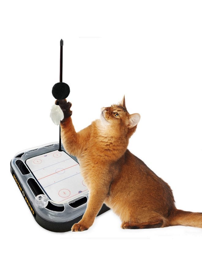 Pets First Cat Scratching Toy NHL Boston Bruins Hockey Field Cat Scratcher Tiy with Interactive Cat Ball Bell in Tracks. 5-in-1 CAT Toy - Image 4