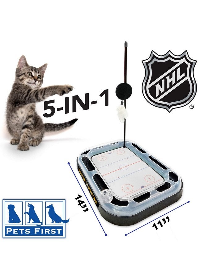 Pets First Cat Scratching Toy NHL Boston Bruins Hockey Field Cat Scratcher Tiy with Interactive Cat Ball Bell in Tracks. 5-in-1 CAT Toy - Image 5