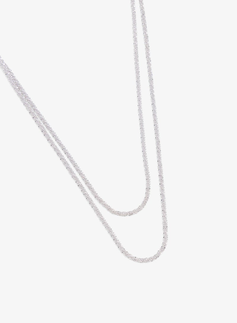 ELLA Silver Diamonte Jewelry Set With Earrings Necklace - Image 3