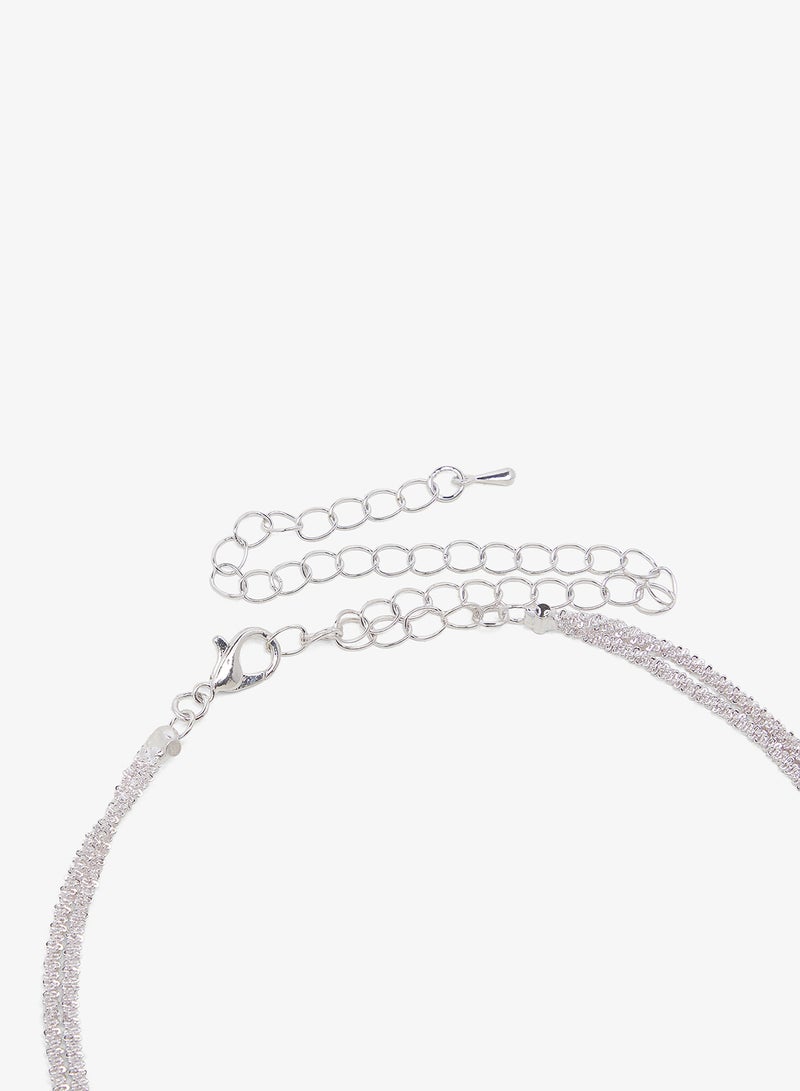 ELLA Silver Diamonte Jewelry Set With Earrings Necklace - Image 4