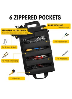KASTWAVE Tool Bag Organizer with Detachable Pouches Heavy Duty Roll Up Tool Bag: Includes 6 Tool Pouches - Ideal Gifts for Mechanics, Electricians, and Hobbyists  - Image 5