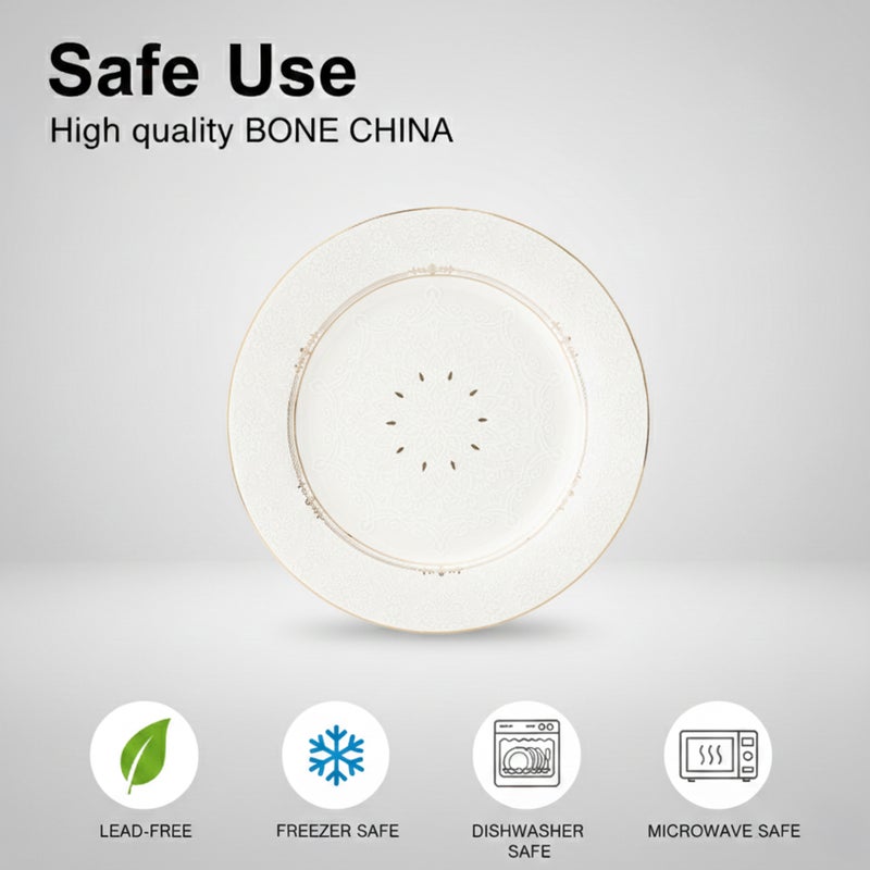 Shallow ISLA New Bone China Dessert Plate 19 cm – White with Elegant Gold Rim, Premium Tableware for Daily Use, Brunch, Coffee Station, Ramadan, Eid, Diwali & Gifting (Set of 6) - Image 5
