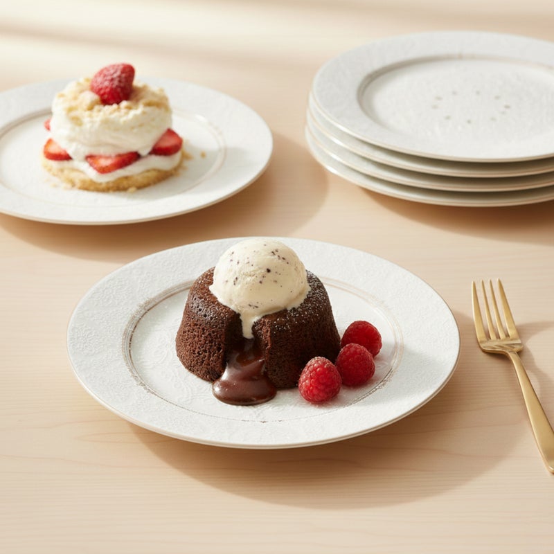 Shallow ISLA New Bone China Dessert Plate 19 cm – White with Elegant Gold Rim, Premium Tableware for Daily Use, Brunch, Coffee Station, Ramadan, Eid, Diwali & Gifting (Set of 6) - Image 2