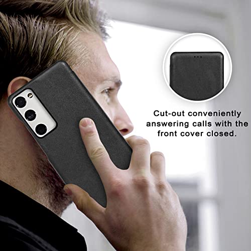 PULOKA for Samsung Galaxy S20 FE - Sleek Flip Case - Premium Vegan Leather Phone Cover with Card Slot - Slim, Durable, Privacy Protection - Kickstand Function - Elegant Flip Wallet Cases - Black - Image 4
