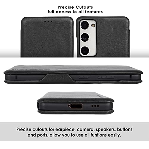 PULOKA for Samsung Galaxy S20 FE - Sleek Flip Case - Premium Vegan Leather Phone Cover with Card Slot - Slim, Durable, Privacy Protection - Kickstand Function - Elegant Flip Wallet Cases - Black - Image 3