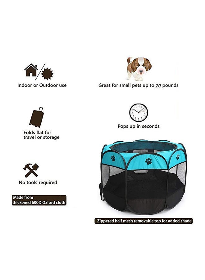 خيمة لعب محمولة وقابلة للطي من القماش بتصميم بيت قطة للكلاب والحيوانات الأليفة أزرق/أسود - Image 3