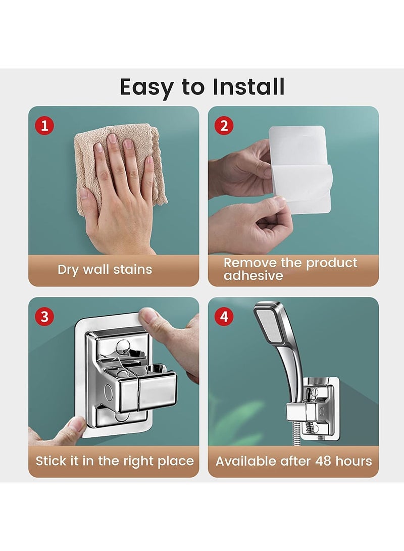 كابتن تيك حاملات رأس الدش، رأس دش عالمي، دعامة رأس دش بلاستيكية محمولة باليد، دعامة تثبيت على الحائط قابلة للتعديل للحمام مع عصا لاصقة - Image 4