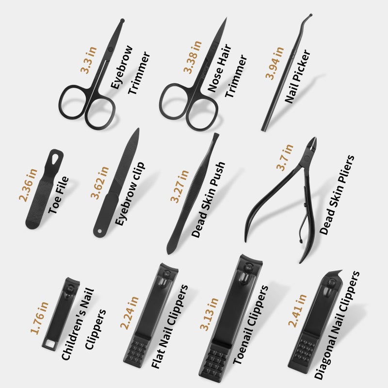 MINKINH Manicure Set Professional Nail Clipper Kit-26 Pieces Stainless Steel Manicure Kit,Nail Care Tools with Luxurious Travel Case Nail Grooming Kit Present for Men Husband Boyfriend Parent (Black) - Image 5