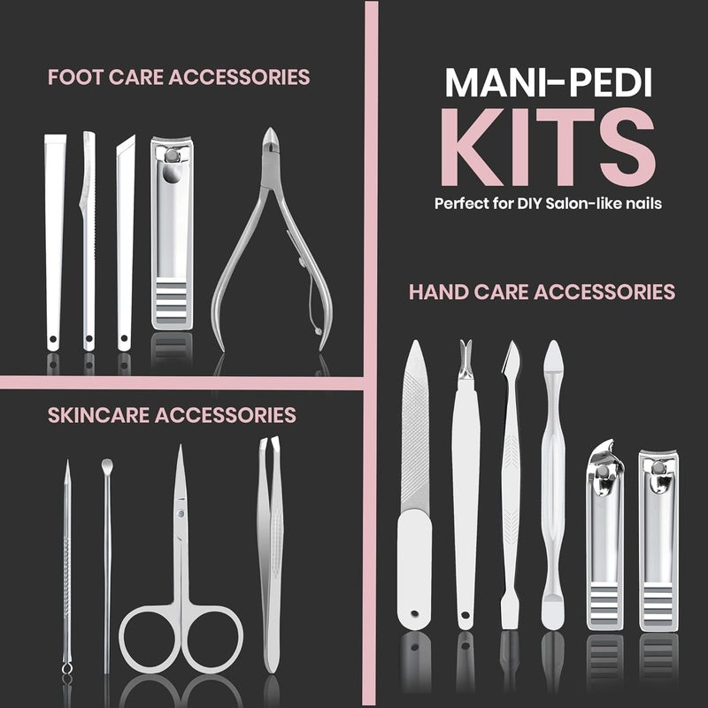 Utopia Care - Manicure Kit for Women and Men, Manicure Set with Nail Clippers or Nail Kit Includes Fingernail & Toenail Clippers,15-Pcs Pedicure Kit Stocking Stuffers with Travel Case - Purple - Image 3
