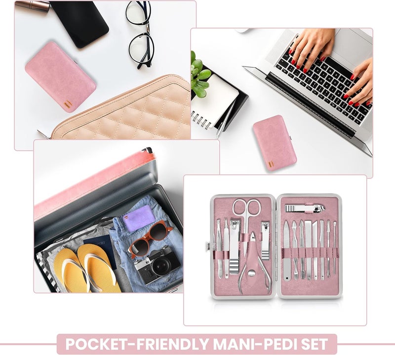 Utopia Care - Manicure Kit for Women and Men, Manicure Set with Nail Clippers or Nail Kit Includes Fingernail & Toenail Clippers,15-Pcs Pedicure Kit Stocking Stuffers with Travel Case - Purple - Image 5