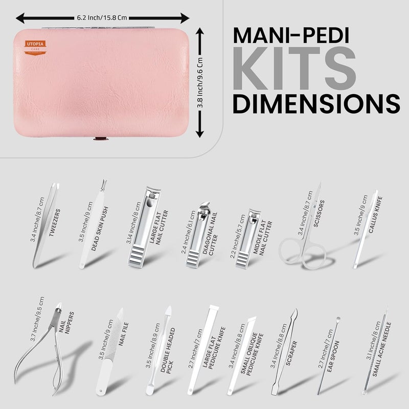 Utopia Care - Manicure Kit for Women and Men, Manicure Set with Nail Clippers or Nail Kit Includes Fingernail & Toenail Clippers,15-Pcs Pedicure Kit Stocking Stuffers with Travel Case - Purple - Image 2