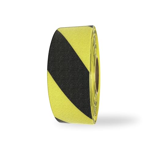 DuraMark RPT-750 Hazard Safety Warning Stripe Tape - Durable Outdoor Heavy Duty Rubber Base, Reflective Slip Resistant Bast Certified for Pavement Marking, Hazardous Areas (Yellow & Black, 2" X 36') - Image 1