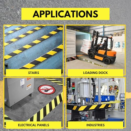 DuraMark RPT-750 Hazard Safety Warning Stripe Tape - Durable Outdoor Heavy Duty Rubber Base, Reflective Slip Resistant Bast Certified for Pavement Marking, Hazardous Areas (Yellow & Black, 2" X 36') - Image 3