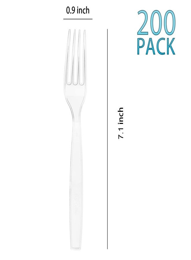 MOACOCK 200 Count Clear Disposable Plastic Forks, Heavy Weight Disposable Forks Plastic Utensils for Parties, Picnics, Big Event, Daily Use - Image 2