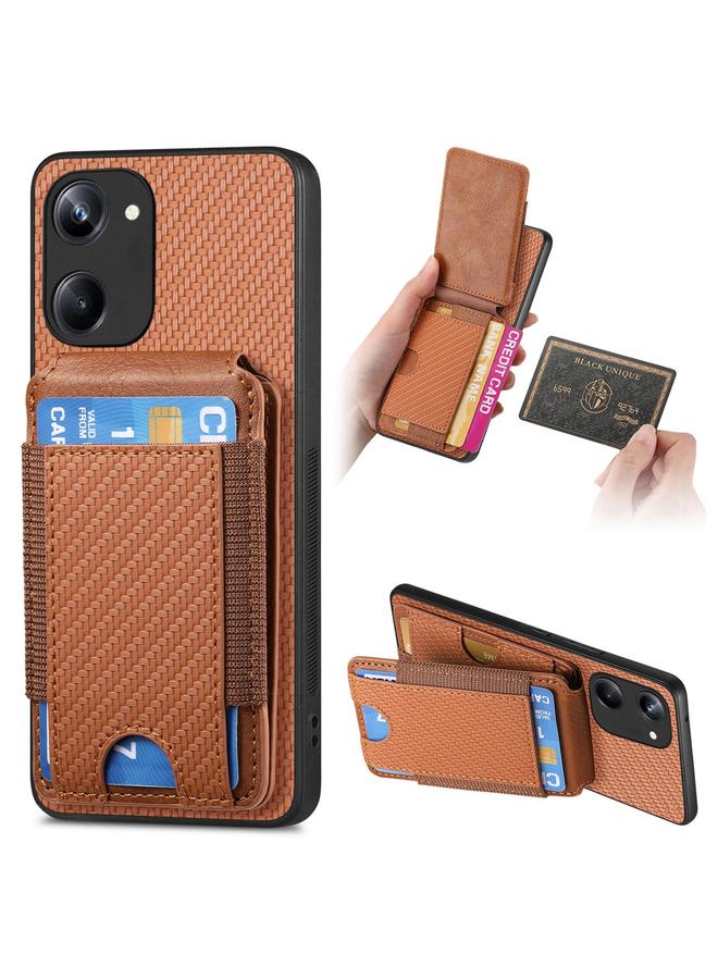 S-TOP Case For Realme 10 4G Carbon Fiber Vertical Flip Wallet Stand Phone Case - Image 1