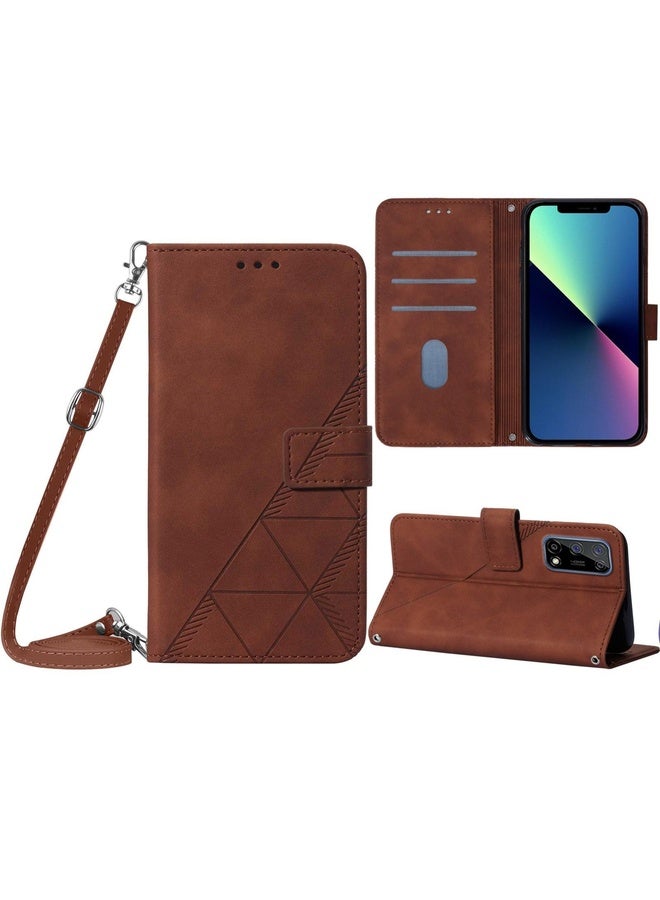 HuHa Case Cover For OPPO Realme 7 5G / V5 5G Crossbody 3D Embossed Flip Leather Phone Case(Brown) - Image 3