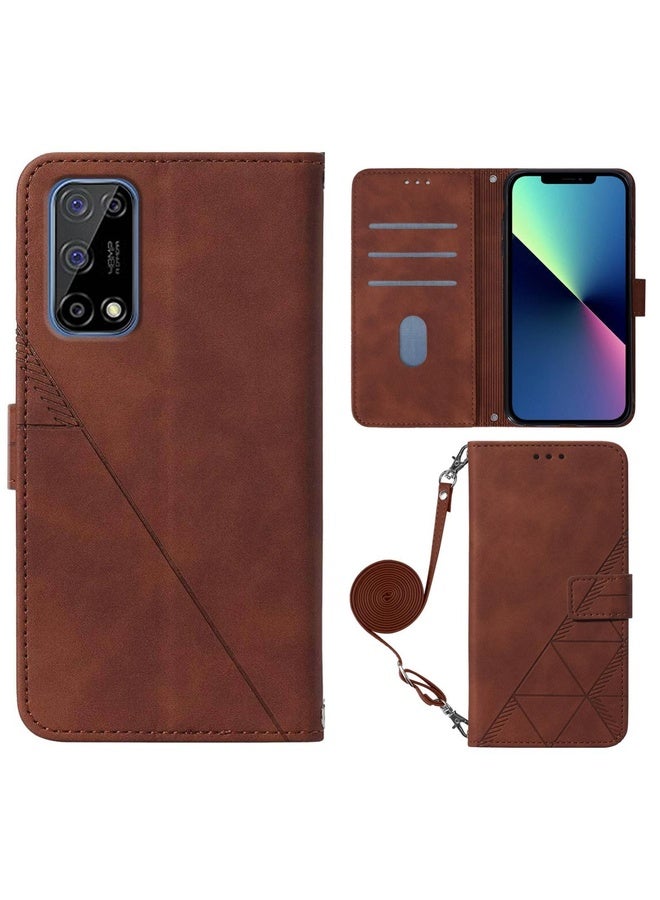 HuHa Case Cover For OPPO Realme 7 5G / V5 5G Crossbody 3D Embossed Flip Leather Phone Case(Brown) - Image 2