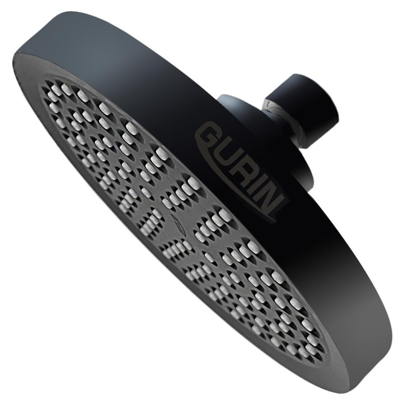 GURIN Shower Head High Pressure Rain, Luxury Bathroom Showerhead with Adjustable Angles, Anti-Clogging Silicone Nozzles - Matte Black, 6 Inch Round - Image 2