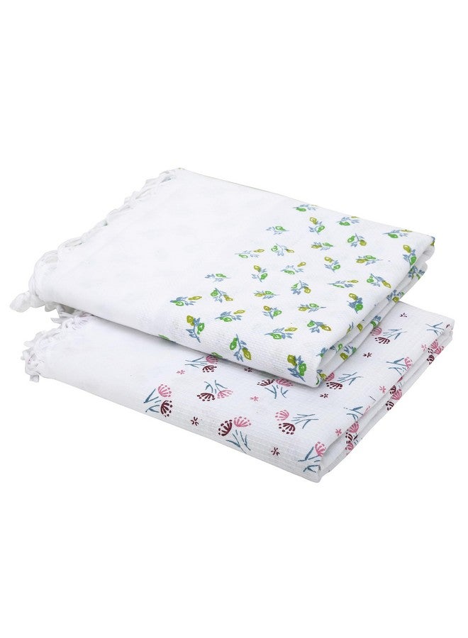 ZAHYA Floral Bath Towel 100% Fine Cotton Large Size (Set of 2) Assorted | Absorbent, Quick Dry, Feather Light, Super Soft | (Fringe Border) - Image 2