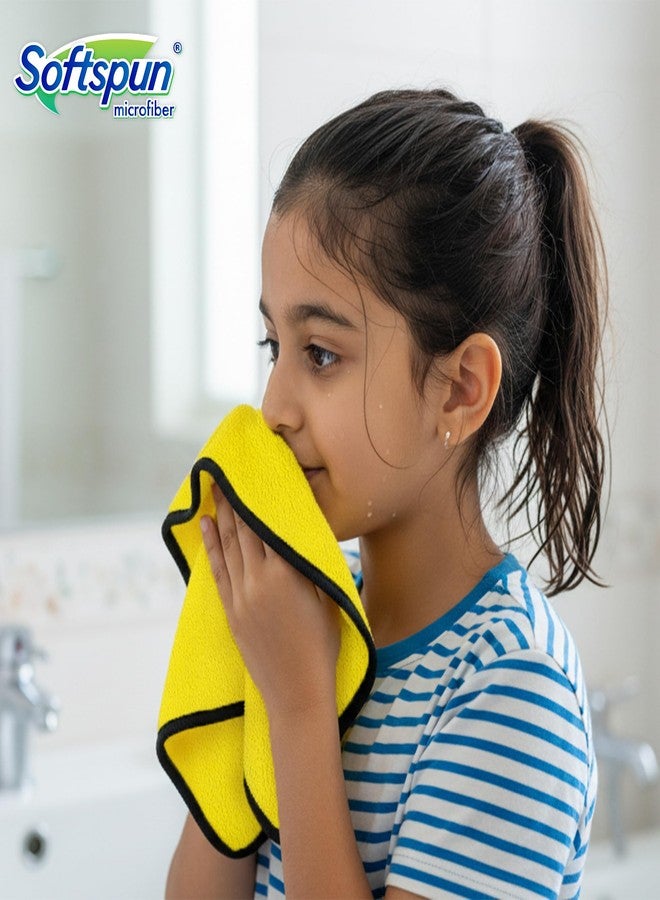 SOFTSPUN Microfiber Baby Hand & Face Wipes 280 GSM 20x30 Cms, 4 Piece Towel Set, (Yellow) Super Soft & Comfortable for Newborn Babies Quick Drying Ultra Absorbent in Small Size. - Image 4