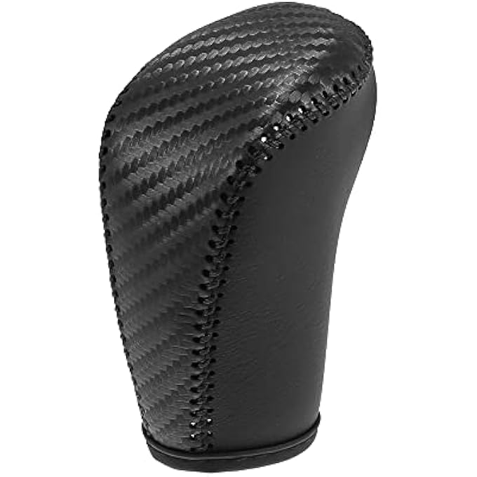 rayihni X AUTOHAUX Car Faux Leather Carbon Fiber Black Gear Shift Knob Cover for Nissan Altima 20192021 Sentra 20202021 Kicks 20182021 Versa 20202021 Black Line - Image 1