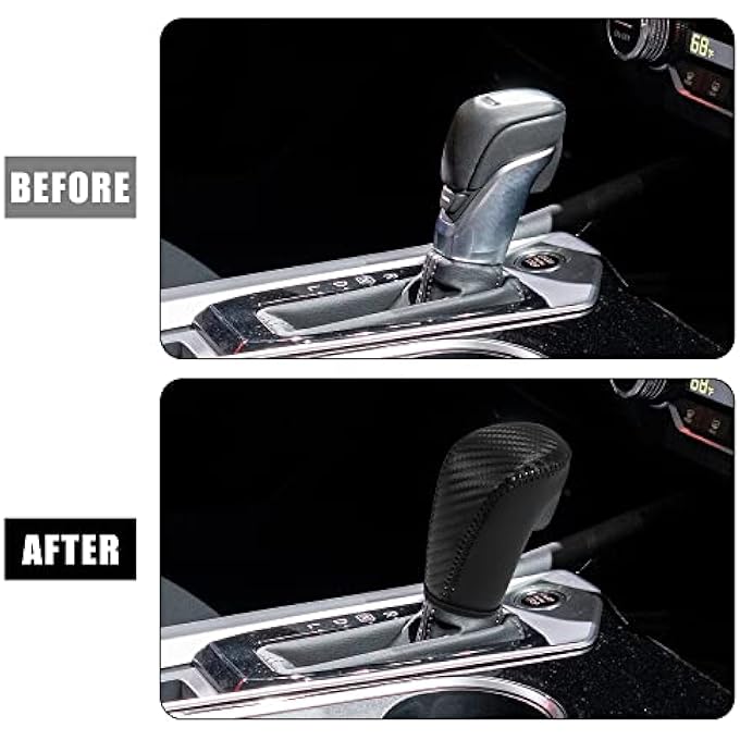 rayihni X AUTOHAUX Car Faux Leather Carbon Fiber Black Gear Shift Knob Cover for Nissan Altima 20192021 Sentra 20202021 Kicks 20182021 Versa 20202021 Black Line - Image 4