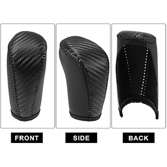 rayihni X AUTOHAUX Car Faux Leather Carbon Fiber Black Gear Shift Knob Cover for Nissan Altima 20192021 Sentra 20202021 Kicks 20182021 Versa 20202021 Black Line - Image 5